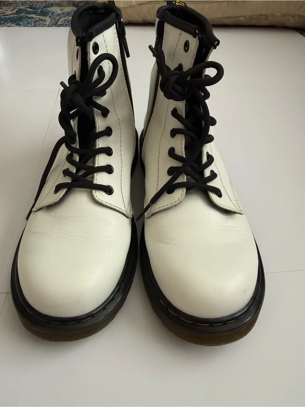 Dr. Martens 1460 Junior White Leather Combat Boots Youth US 4 EU 36 Side Zip